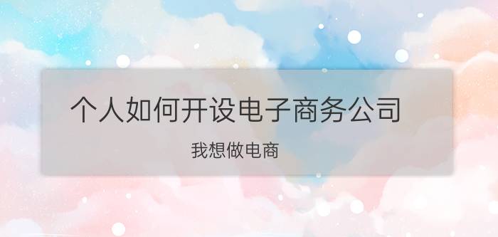 个人如何开设电子商务公司 我想做电商，需要哪些条件？